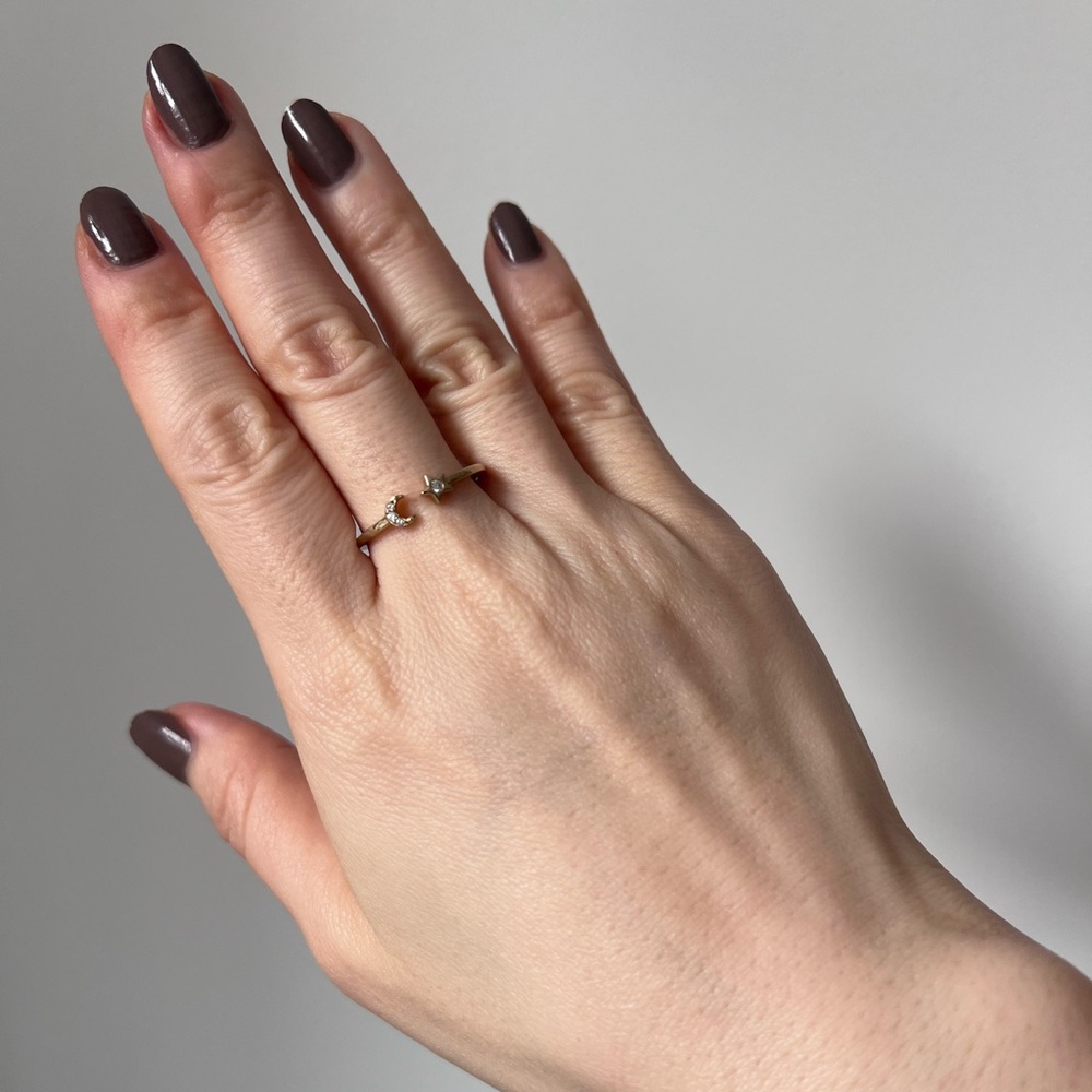 NWT Diamonique Moon&Star Open Ring - Picture 4 of 5